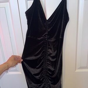 AREA Black Velvet Backless Dress